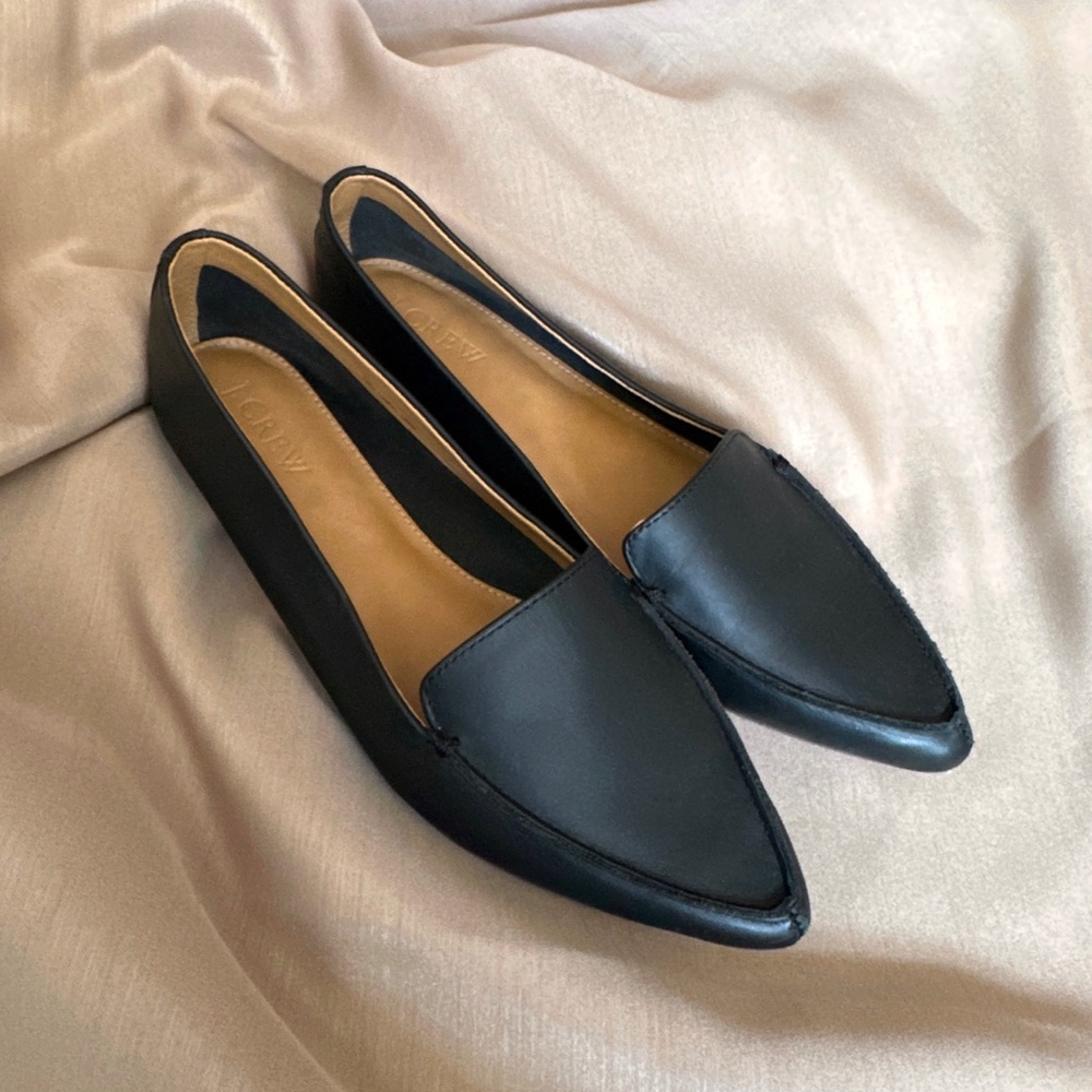 JCrew Edie Black Leather Loafers